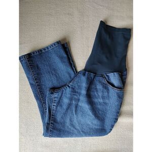 Motherhood Maternity Jeans Size Large Medium Wash Straight Cropped Full Panel